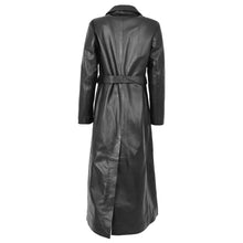 Load image into Gallery viewer, Women's Black Genuine Leather Long Coat Trench
