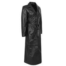 Load image into Gallery viewer, Women's Black Genuine Leather Long Coat Trench