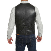 Lataa kuva Galleria-katseluun, Men's Black Leather Waistcoat Vest