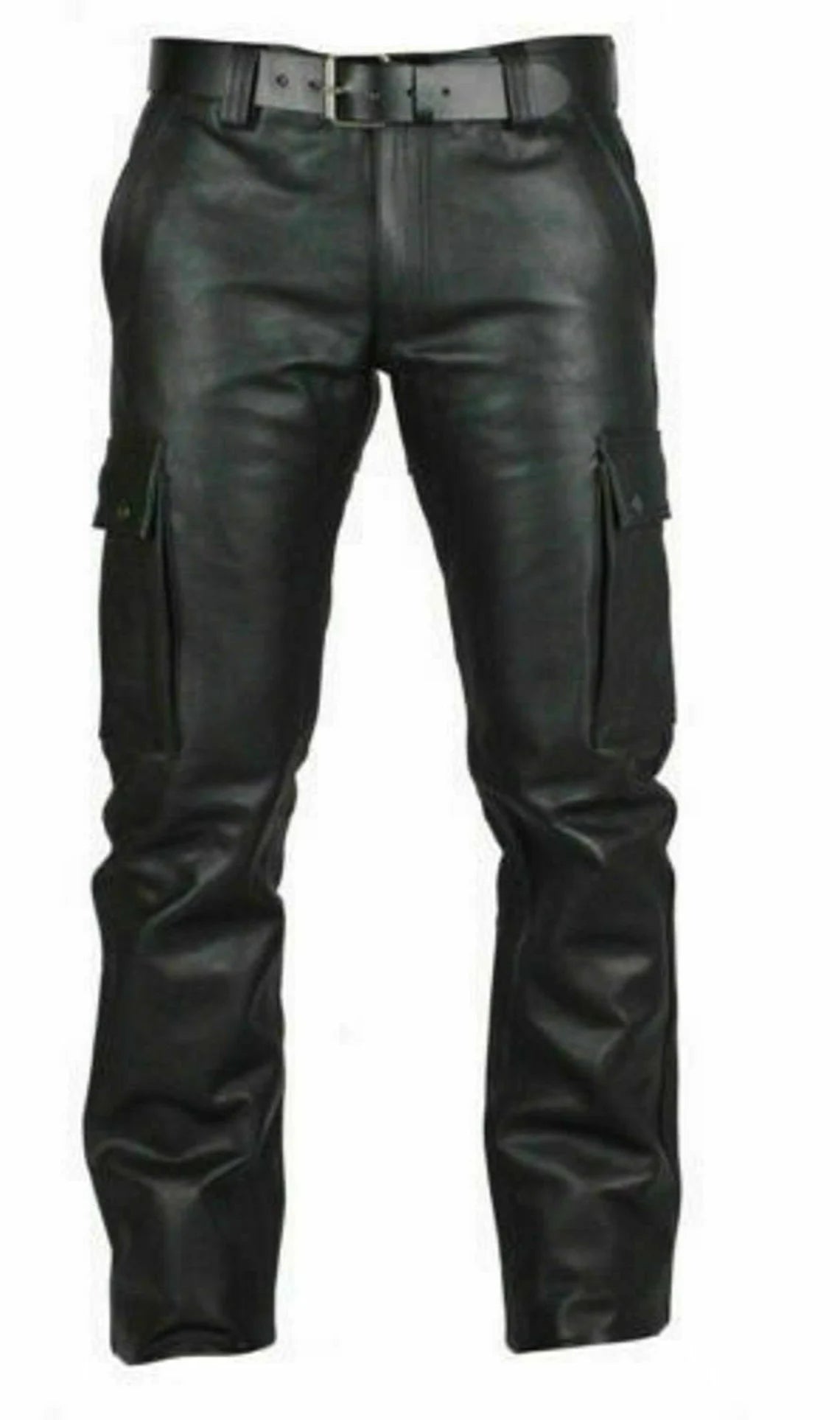 Men's Genuine Leather Cargo Trouser Pants