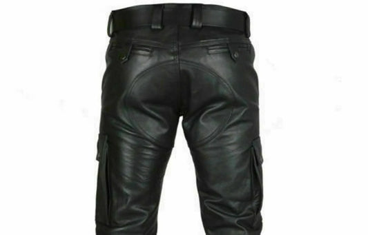 Men's Genuine Leather Cargo Trouser Pants