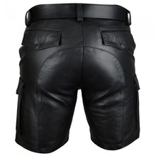 Last inn bildet i Galleri-visningsprogrammet, Men's Genuine Leather Casual Cargo Shorts with Belt