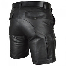 Last inn bildet i Galleri-visningsprogrammet, Men's Genuine Leather Casual Cargo Shorts with Belt
