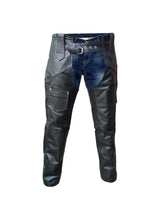Cargar imagen en el visor de la galería, Men's Black Genuine Leather Chaps Biker pants