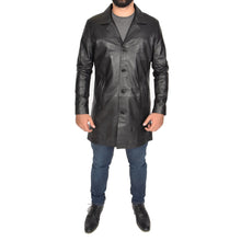 Load image into Gallery viewer, Men's Black Genuine Lambskin 3/4 Length Coat Jacket