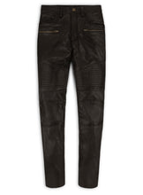 Cargar imagen en el visor de la galería, Men's Dark Brown Genuine Leather Slim Fit Jeans
