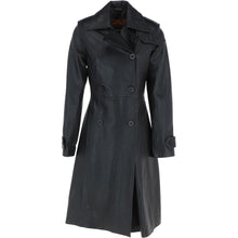 Indlæs billede til gallerivisning Womens Genuine Leather Double Breasted 3/4 Length Coat