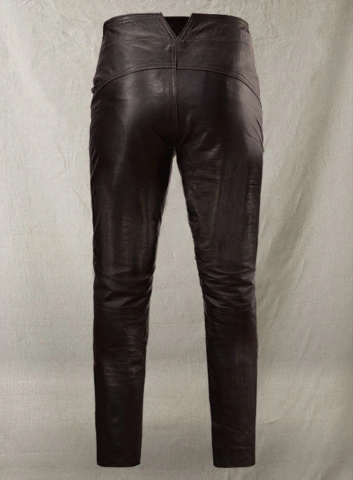 Men's Genuine Leather slim fit Jeans pants