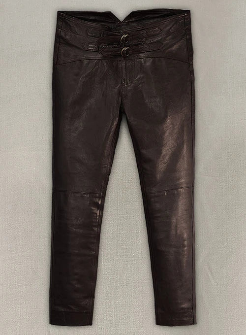 Men's Genuine Leather slim fit Jeans pants