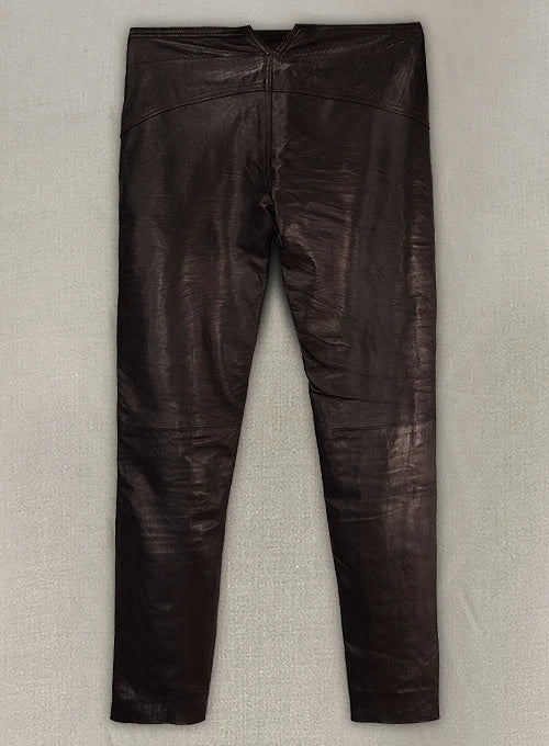 Men's Genuine Leather slim fit Jeans pants