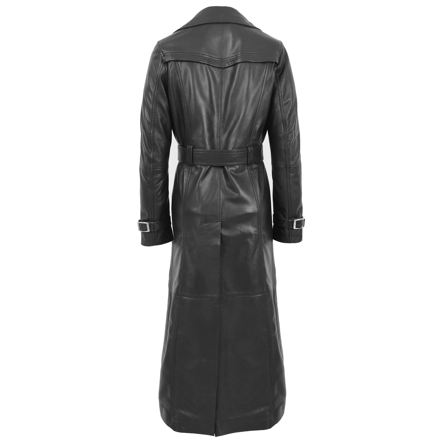 Women's Black Genuine Leather Full Length Coat