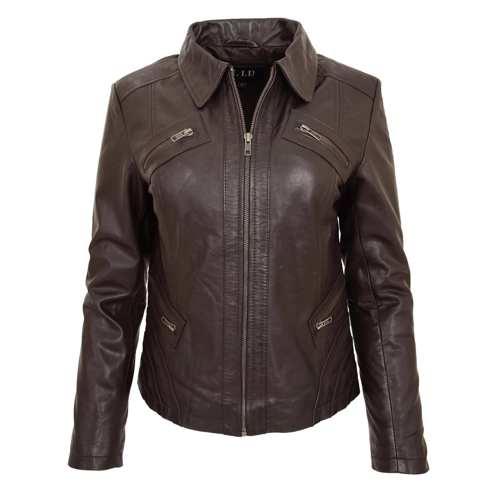 Women's Dark Brown Genuine Leather Jacket