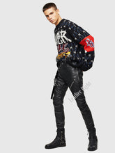 Load image into Gallery viewer, Men's Genuine Leather slim fit Biker pants