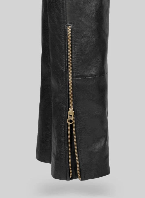 Men's Leather Slim Fit Anchor Jeans Pants