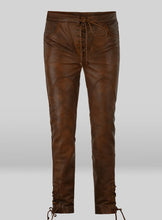 Cargar imagen en el visor de la galería, Men's Brown Genuine Leather Slim Fit Jeans