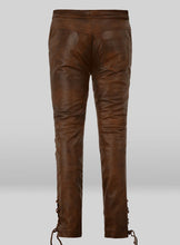 Cargar imagen en el visor de la galería, Men's Brown Genuine Leather Slim Fit Jeans