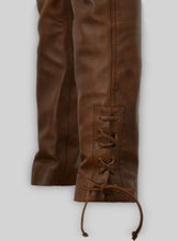 Cargar imagen en el visor de la galería, Men's Brown Genuine Leather Slim Fit Jeans