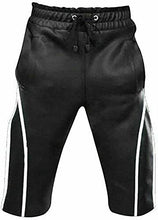 Load image into Gallery viewer, Men's Real Leather Shorts Black with White Stripes
