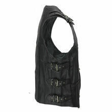 Afbeelding in Gallery-weergave laden, Men's Black Genuine Leather Waistcoat Vest