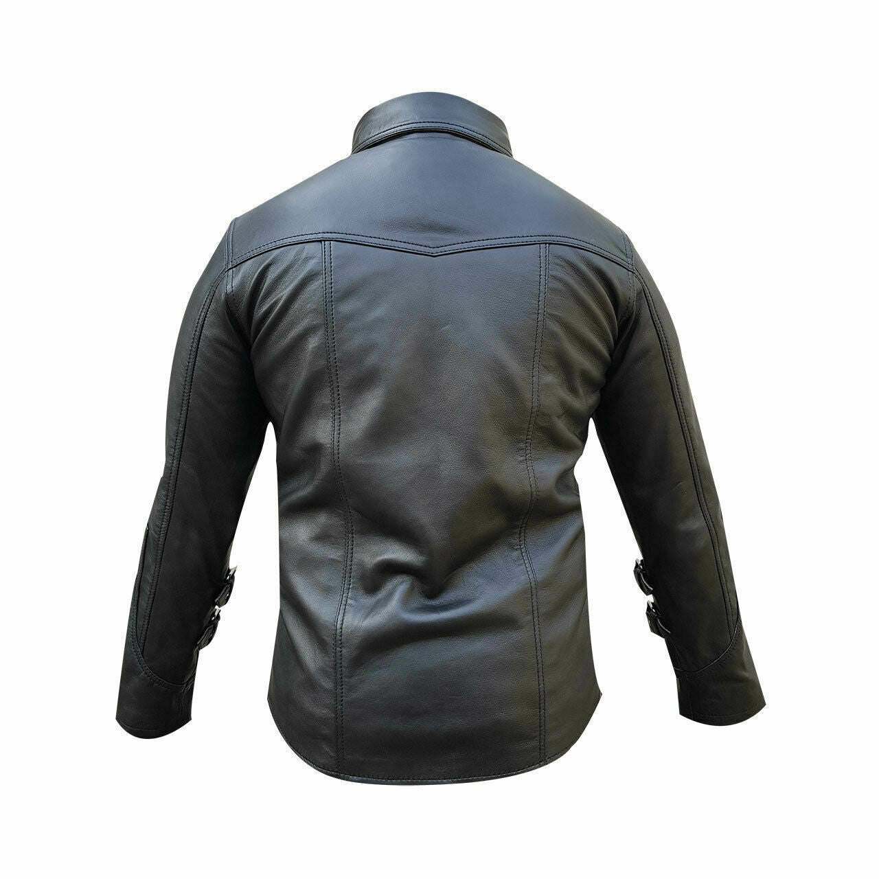 Men's Black Genuine Leather Fashion Shirt