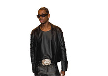 Cargar imagen en el visor de la galería, Men's Black Genuine Sheep Leather Jacket
