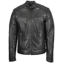 Cargar imagen en el visor de la galería, Men's Black Genuine Leather Jacket