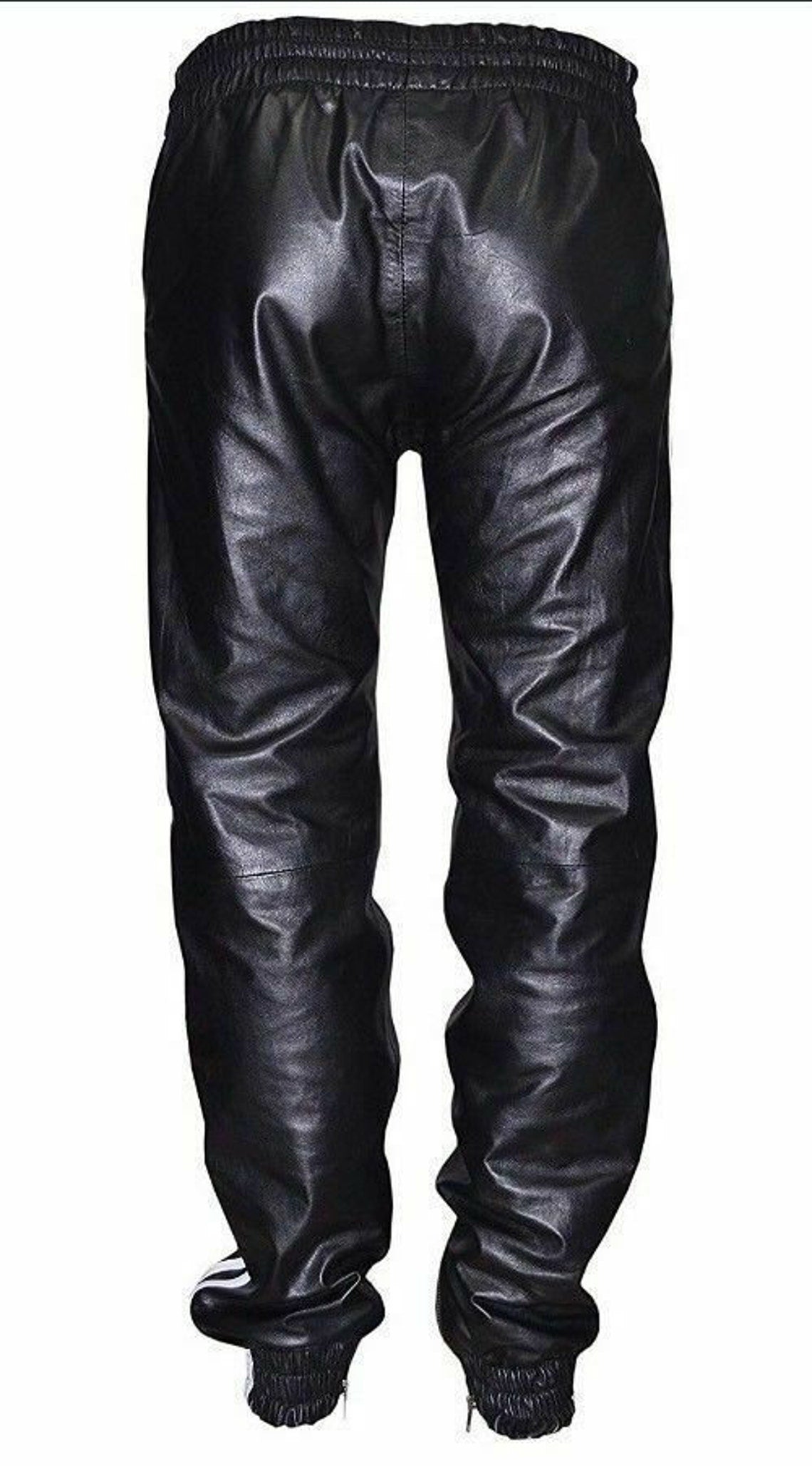 Pantalon de jogging en cuir véritable pour hommes
