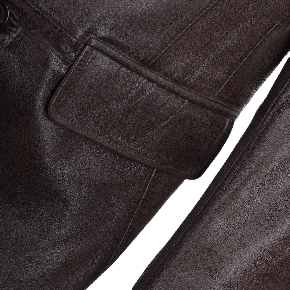 Men's Dark Brown Sheep Leather Blazer Jacket