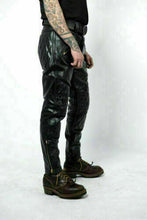 Cargar imagen en el visor de la galería, Men's Black Genuine Leather Padded Biker Pants