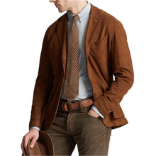 Cargar imagen en el visor de la galería, Men's Brown Suede Coat