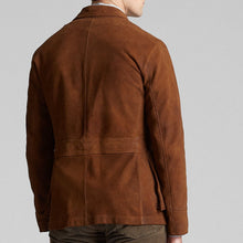 Cargar imagen en el visor de la galería, Men's Brown Suede Coat