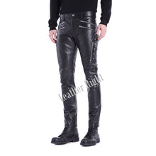Carica l'immagine nel visualizzatore di Gallery, Men's Genuine Leather slim fit Biker pants