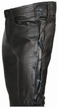 Last inn bildet i Galleri-visningsprogrammet, Men's Black Genuine Leather Laced Biker pants