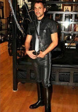 Last inn bildet i Galleri-visningsprogrammet, Men's Black Genuine Leather Punk Biker trouser pants