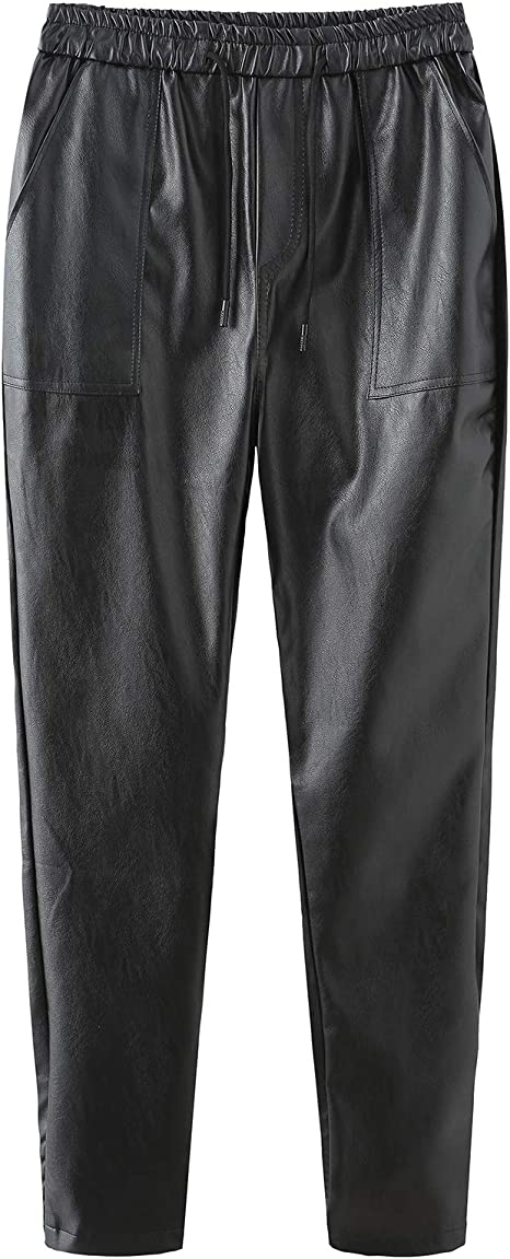 Men's Slim Fit Leather Joggers