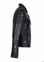 Afbeelding in Gallery-weergave laden, Men's Slim Fit Genuine Leather Quilted Biker Jacket