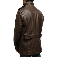 Cargar imagen en el visor de la galería, Men's Brown Leather Jacket Coat
