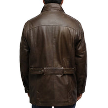 Cargar imagen en el visor de la galería, Men's Brown Leather Jacket Coat
