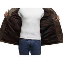 Cargar imagen en el visor de la galería, Men's Brown Leather Jacket Coat