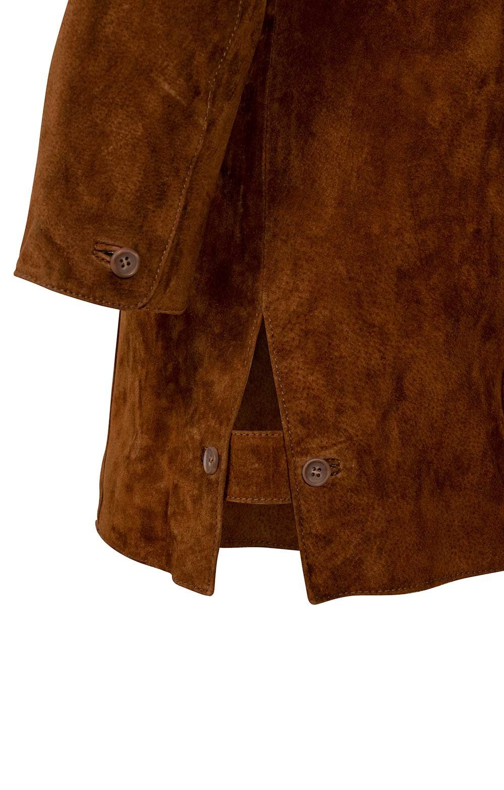 Men's Brown Suede 3/4 Length Coat Jacket