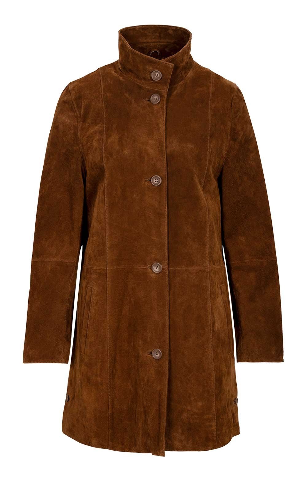 Men's Brown Suede 3/4 Length Coat Jacket