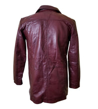 Charger l'image dans la galerie, Manteau en cuir marron à 3 boutons