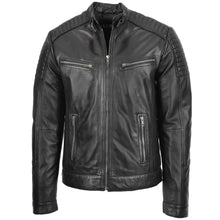 Cargar imagen en el visor de la galería, Men's Black Genuine Leather Jacket