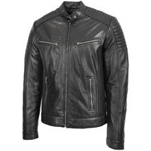 Cargar imagen en el visor de la galería, Men's Black Genuine Leather Jacket