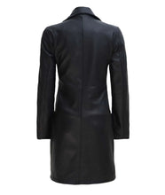 Lataa kuva Galleria-katseluun, Women's Black Genuine Leather 3/4 Length Coat