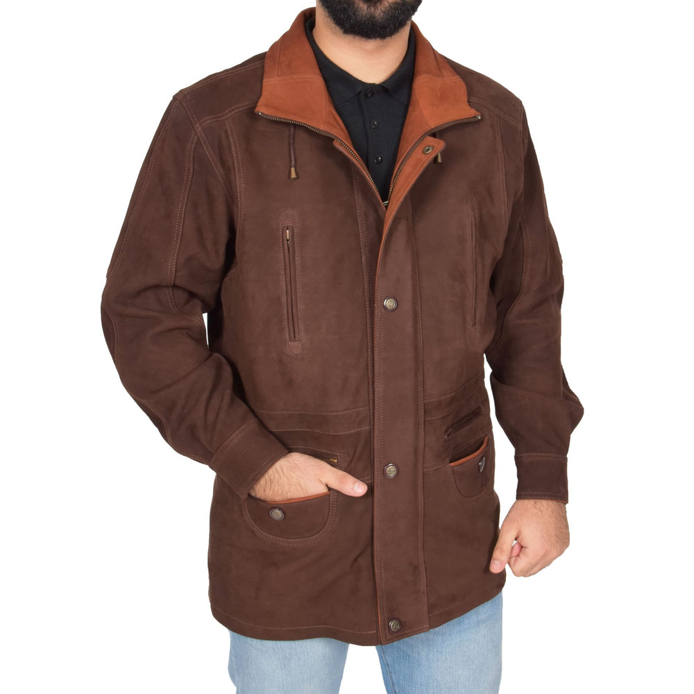 Men's Real Nubuck Leather Parka Jacket