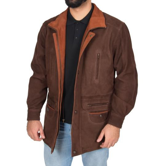 Men's Real Nubuck Leather Parka Jacket