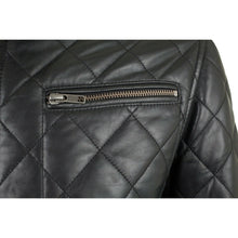 Afbeelding in Gallery-weergave laden, Men's Black Genuine Leather Quilted Jacket