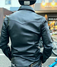 Last inn bildet i Galleri-visningsprogrammet, Men's Black Real Leather Collared Full Sleeve Shirt/Jacket
