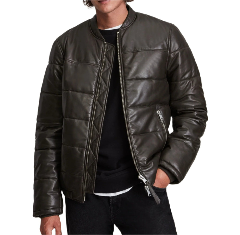 Pufferjacke aus Leder